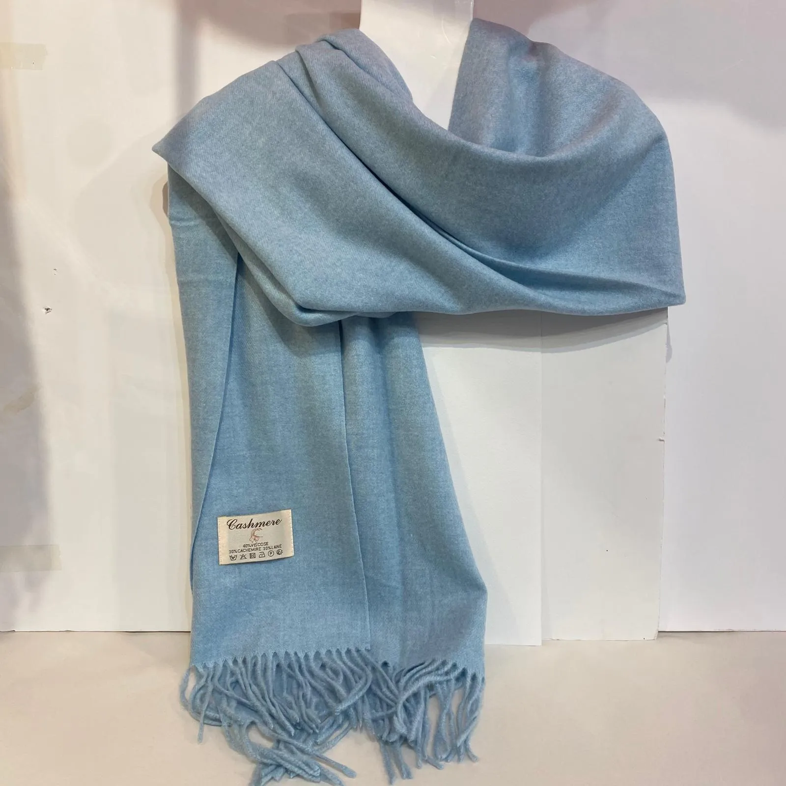 Adele - Cashmere Wool Blend Scarf - Duckegg Blue