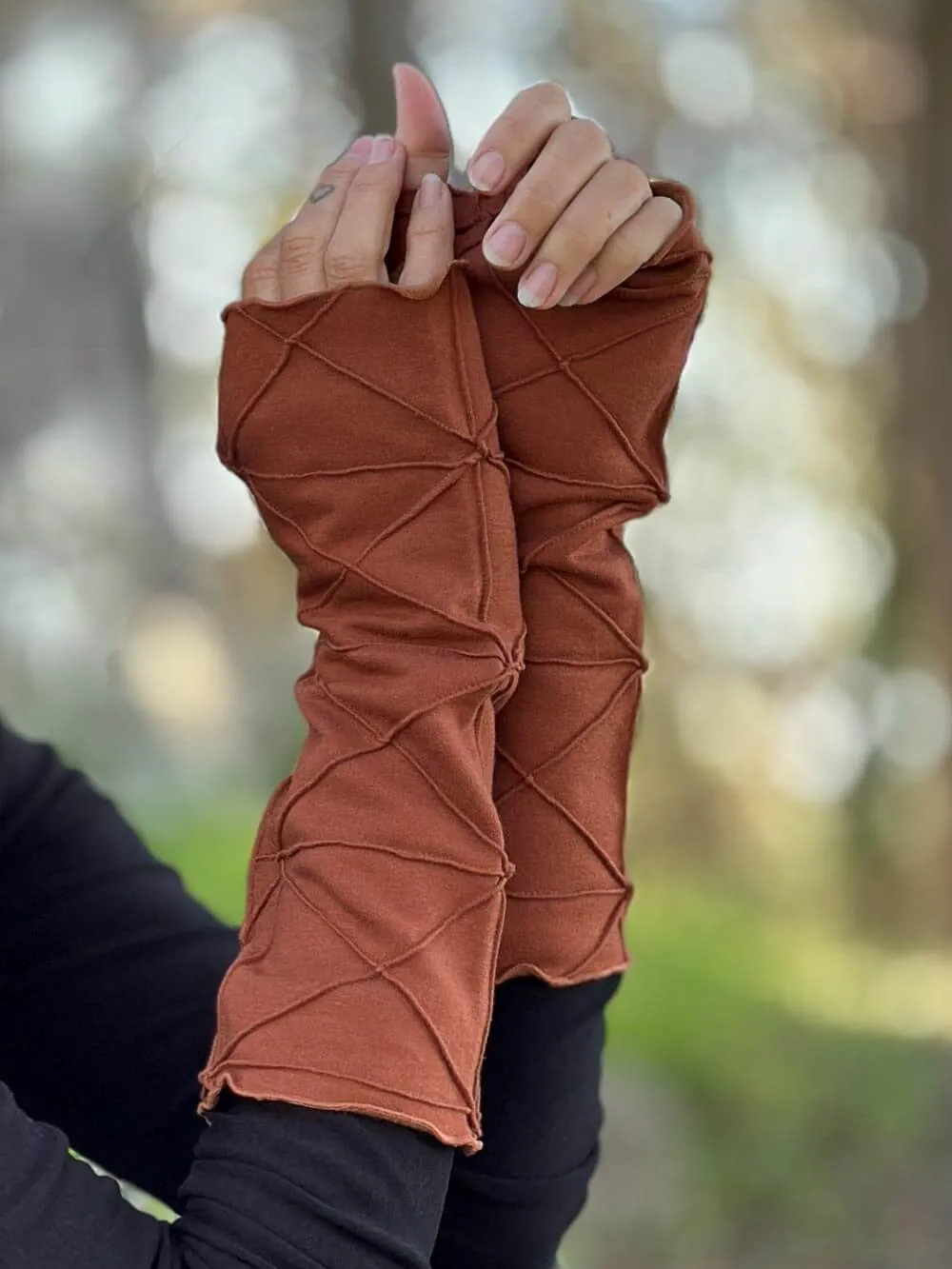 Bamboo Fleece Texture Fingerless Gloves