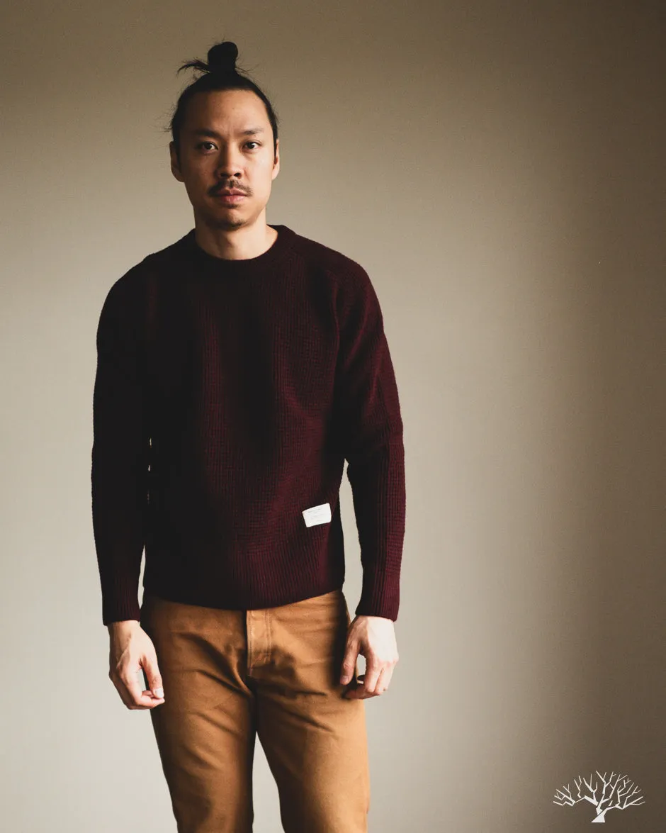 BLADE02 Merino Wool-Cashmere Waffle Pullover - Burgundy