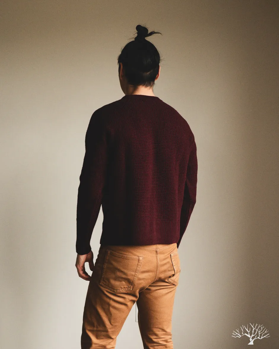 BLADE02 Merino Wool-Cashmere Waffle Pullover - Burgundy