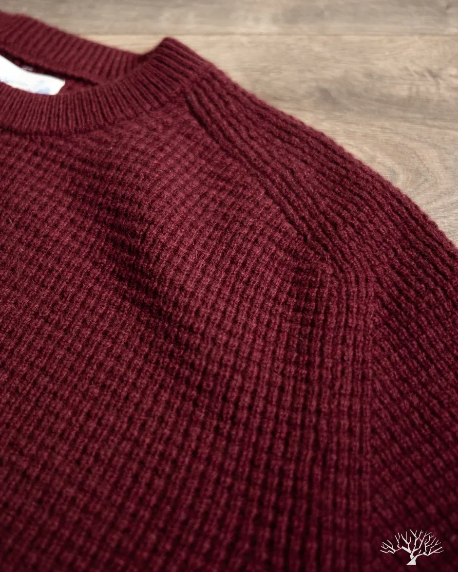 BLADE02 Merino Wool-Cashmere Waffle Pullover - Burgundy