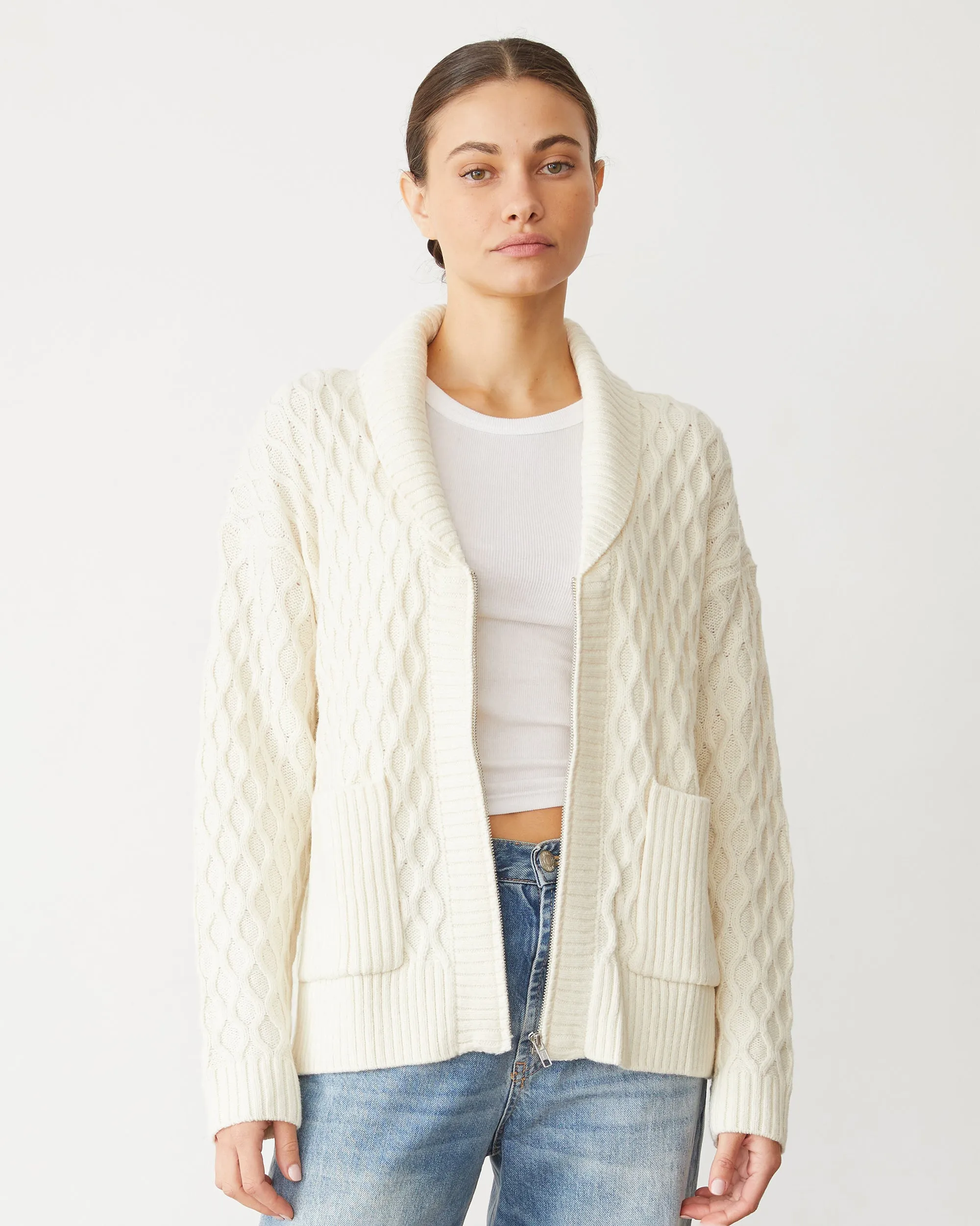 Cable Knit Zip Cardigan