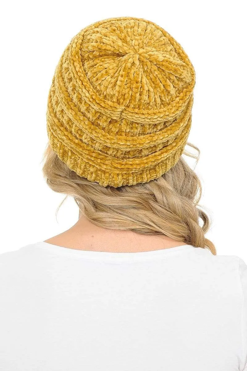 C.C Hat 30 - Chenille Textured Soft Stretchy Warm Thick Cap Hat Cable Knit Beanie