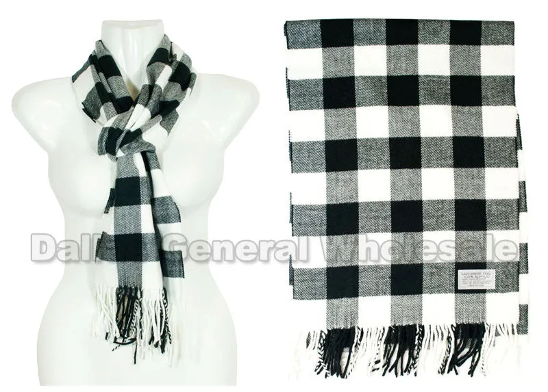 Checkered Cashmere Feel Scarf Wholesale