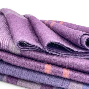 Chuquipata - Baby Alpaca Wool Throw Blanket / Sofa Cover - Queen 96" x 68" - striped purple