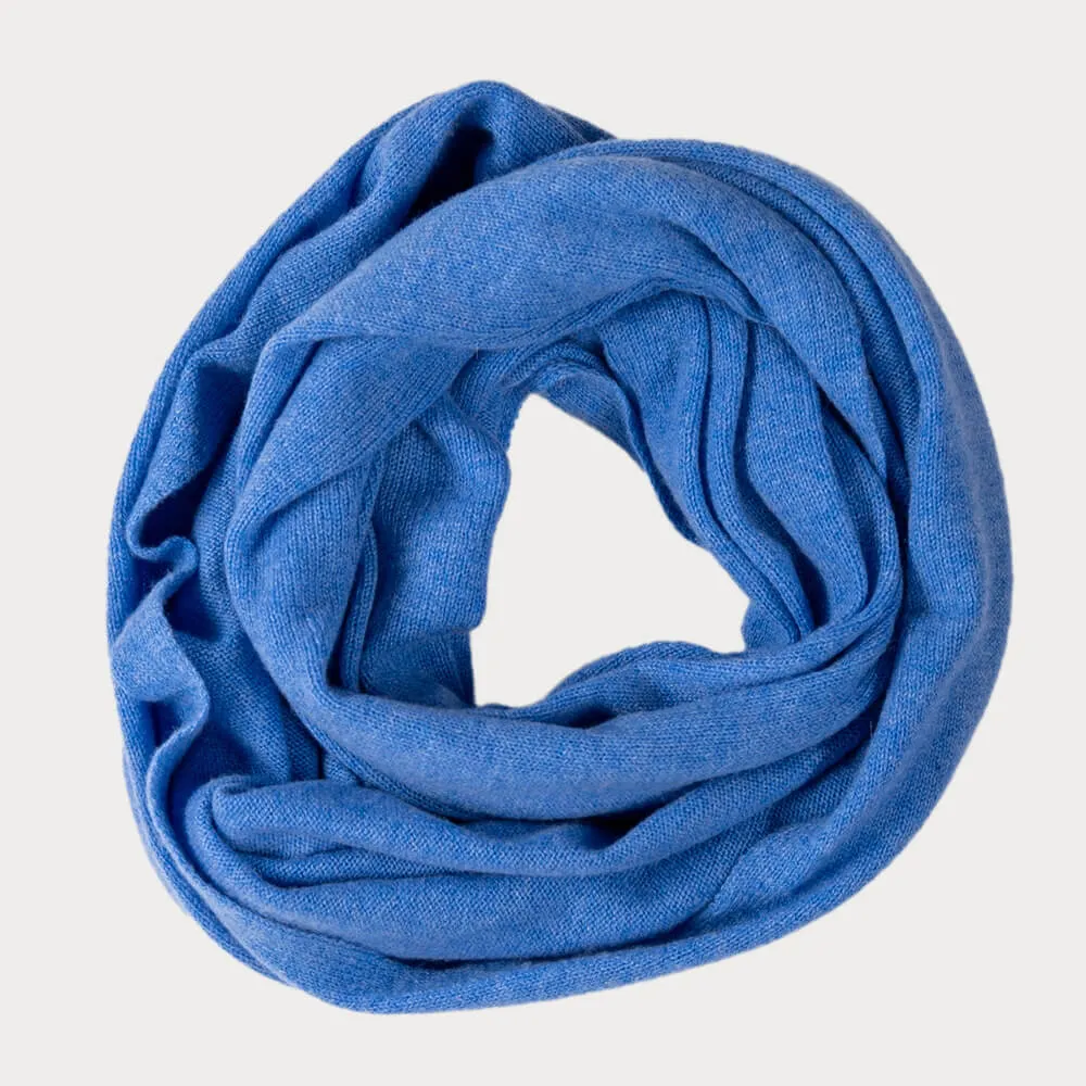 Cornflower Blue Double Size Knitted Cashmere Snood