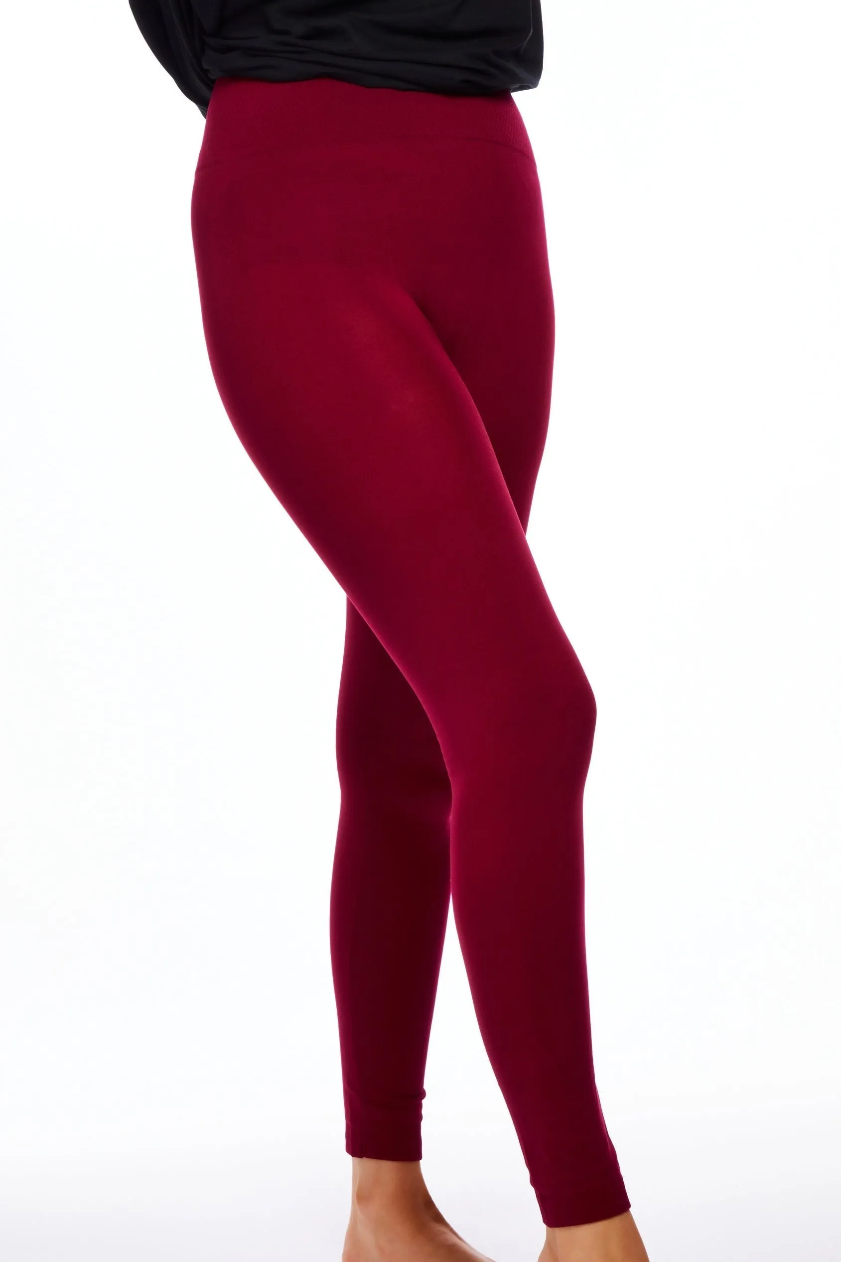 Cosy Club High Waist Leggings - Maroon