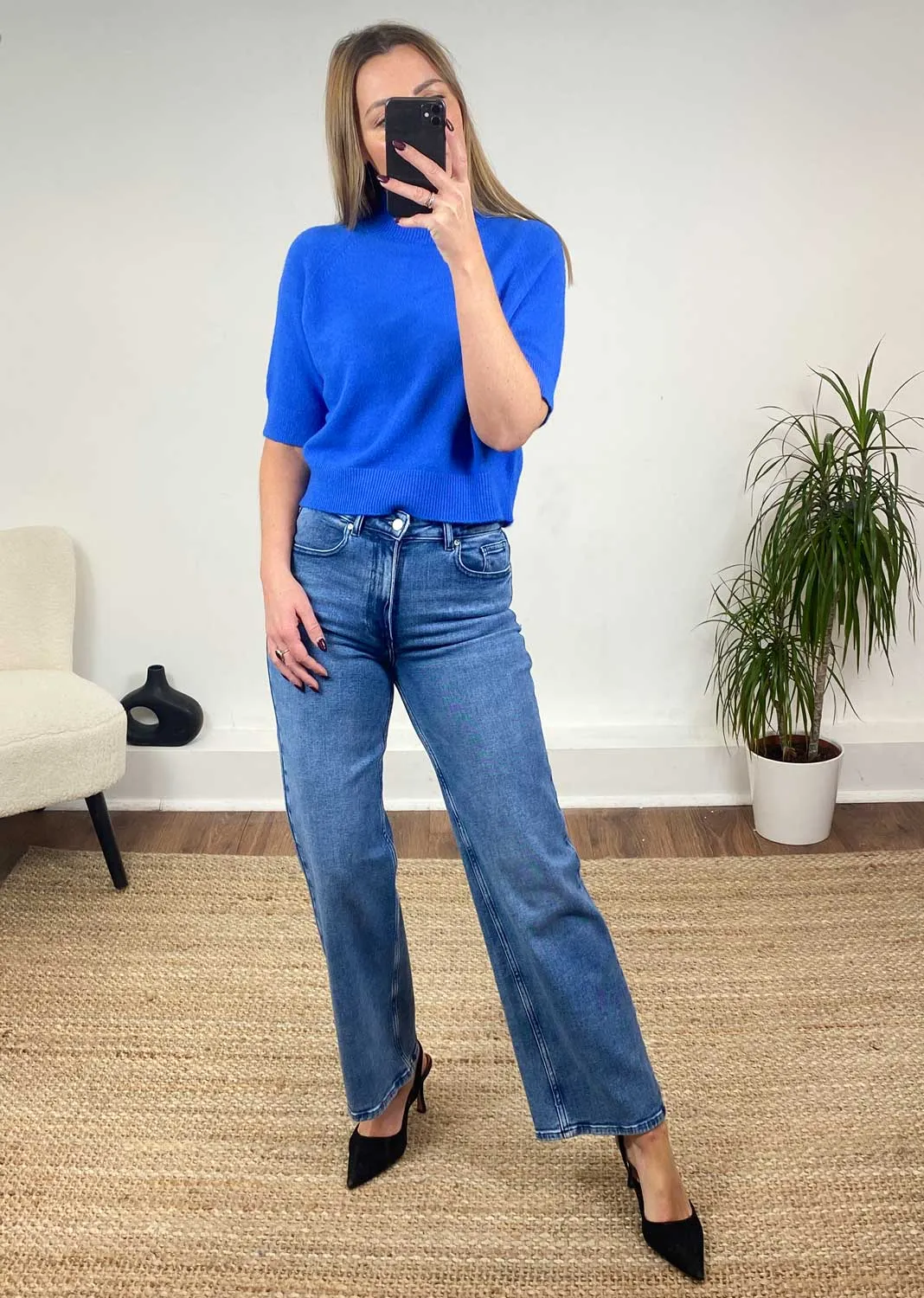 Elle Soft Knit Top in Blue