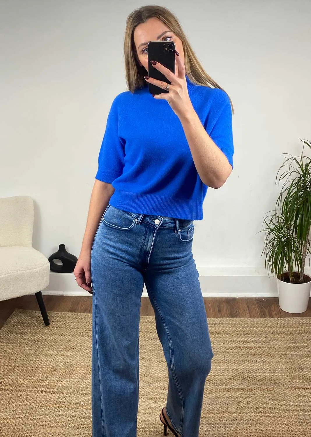 Elle Soft Knit Top in Blue