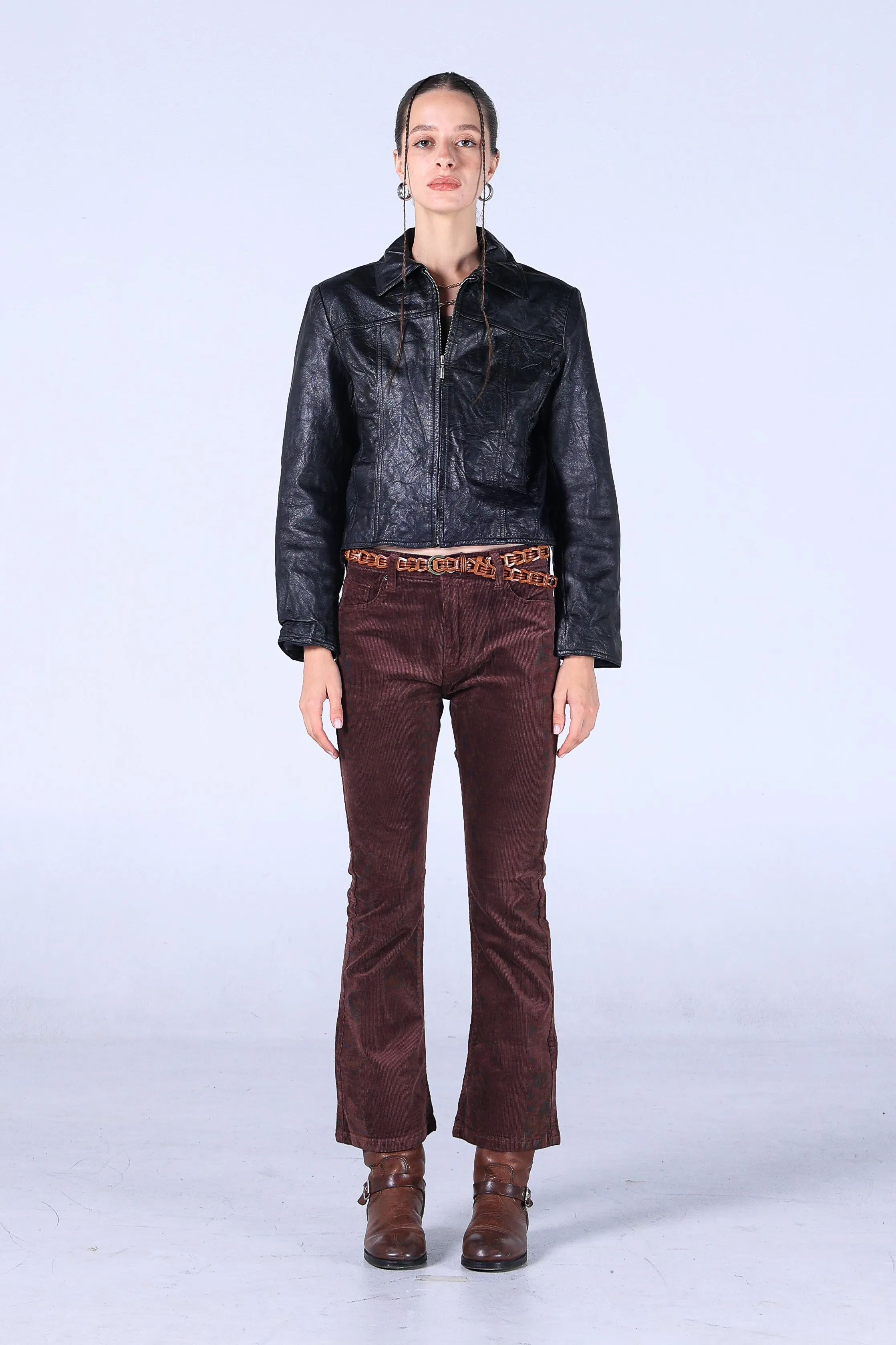 Jack Russel - Women Corduroy - Klassik JF-BT2/BW Boot Cut Brown Mid Waisted