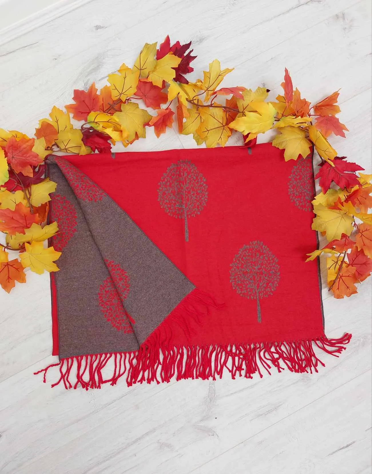 Kensington Cashmere Tree of Life Tassel Scarf - Choose your colour