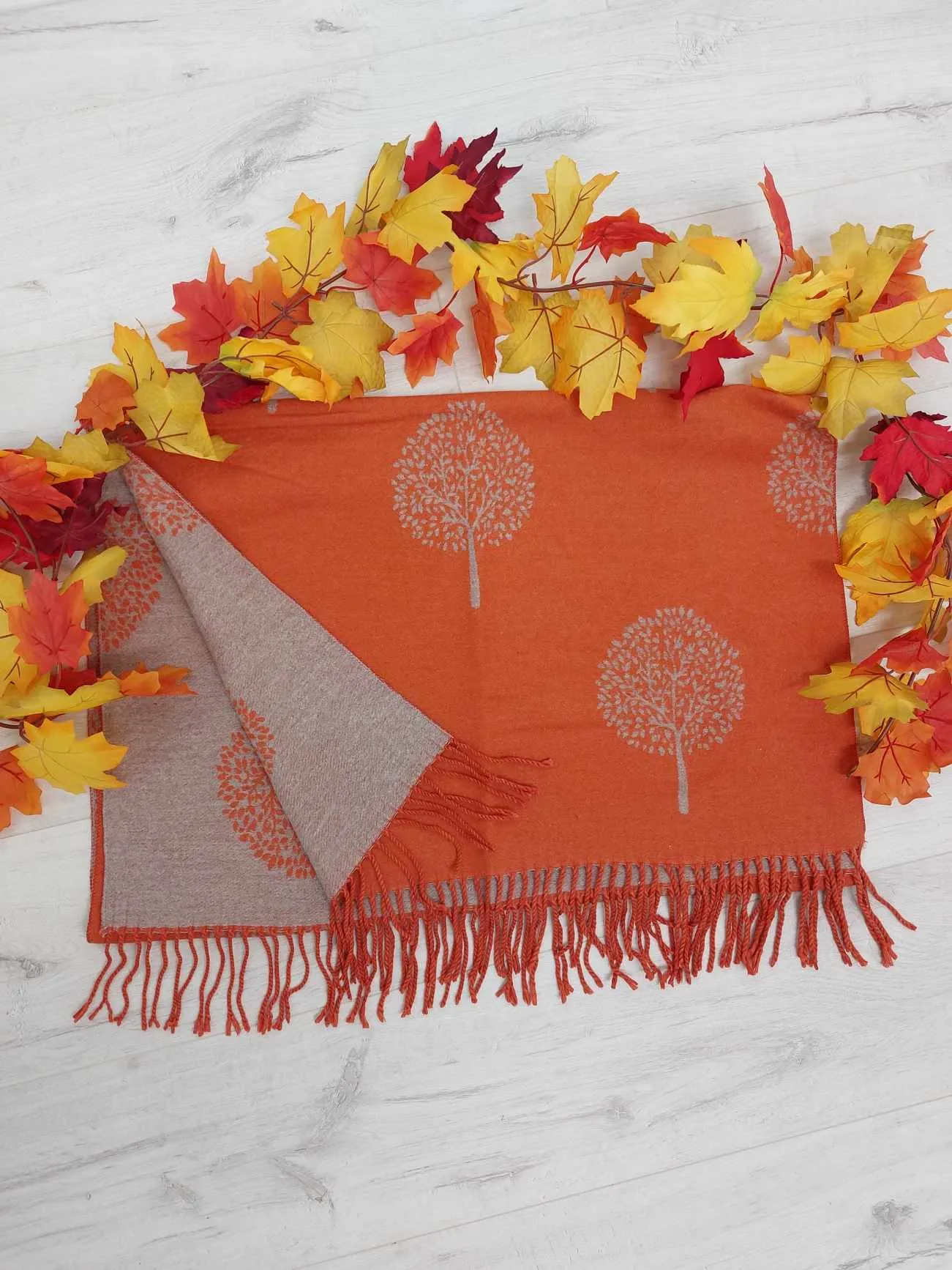 Kensington Cashmere Tree of Life Tassel Scarf - Choose your colour