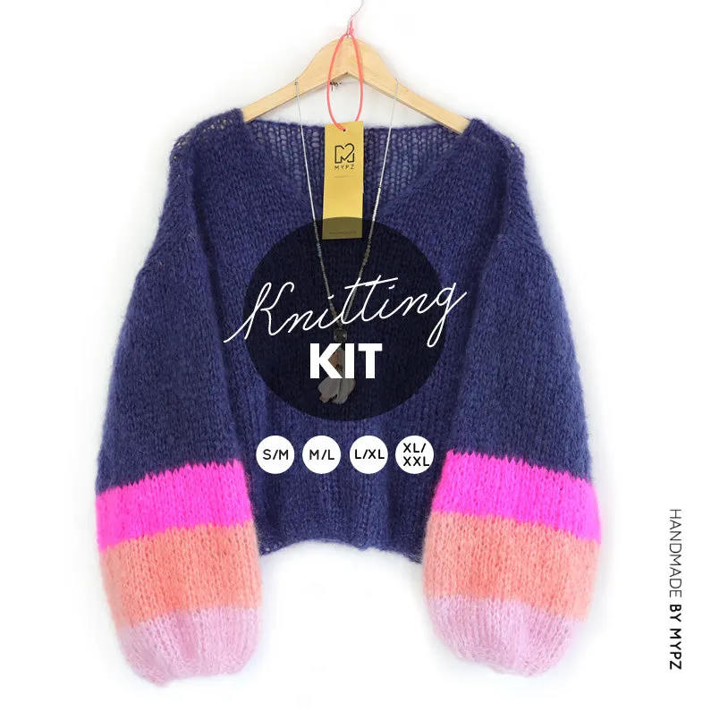 Knitting Kit – MYPZ Basic Light Mohair v-neck Pullover Sapphire no10 (ENG-NL)