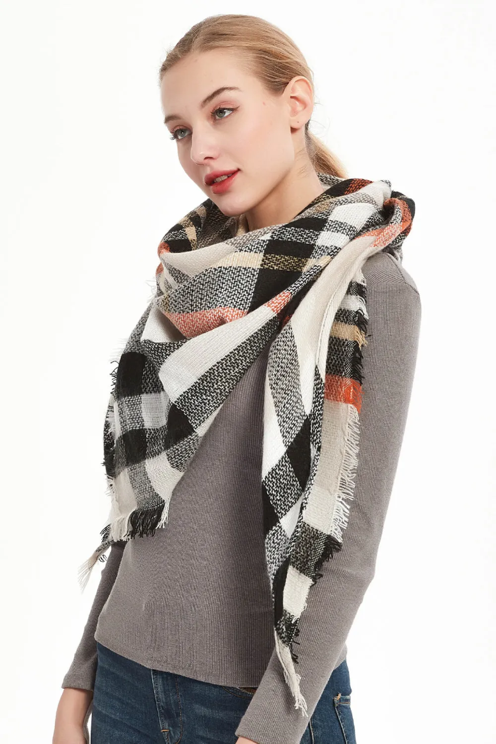 Luxury Plaid Scarf - Soft Faux Cashmere Wrap