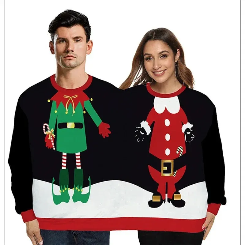 Max & Lisa - Partner Christmas sweater with elf and Santa design