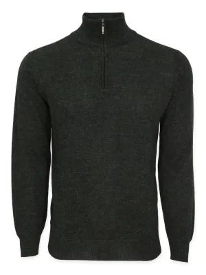 Men's Baby Alpaca Half Zip Sweater - Charcoal