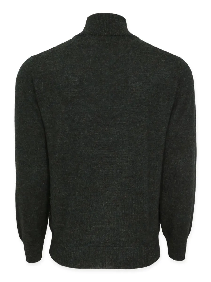 Men's Baby Alpaca Half Zip Sweater - Charcoal