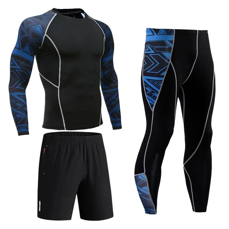 Men's Compression Sportswear Set Long Sleeve Shirt Sun Protection Base Layer Underwear for Fitness Tracksuit