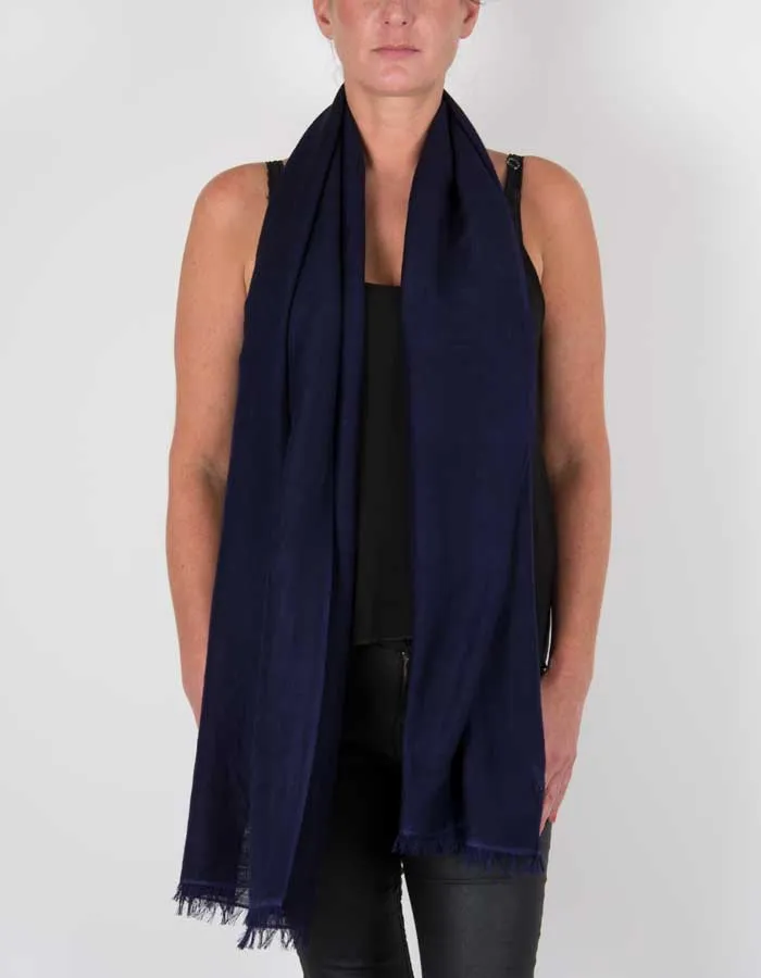 Navy Shawl Wool Silk Mix