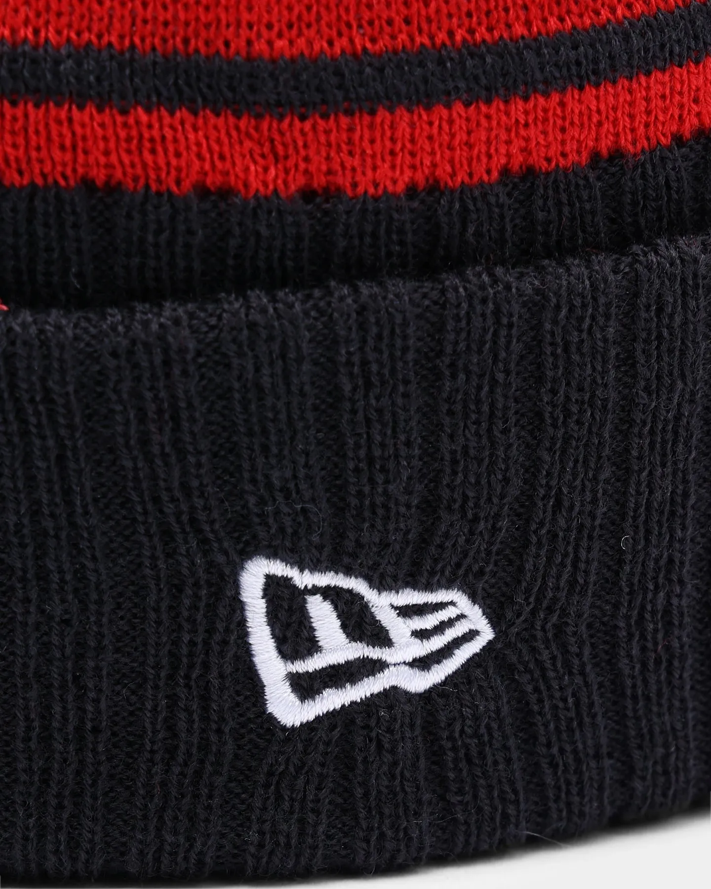 New Era Boston Red Sox Team Stripe Script Pom Beanie Team