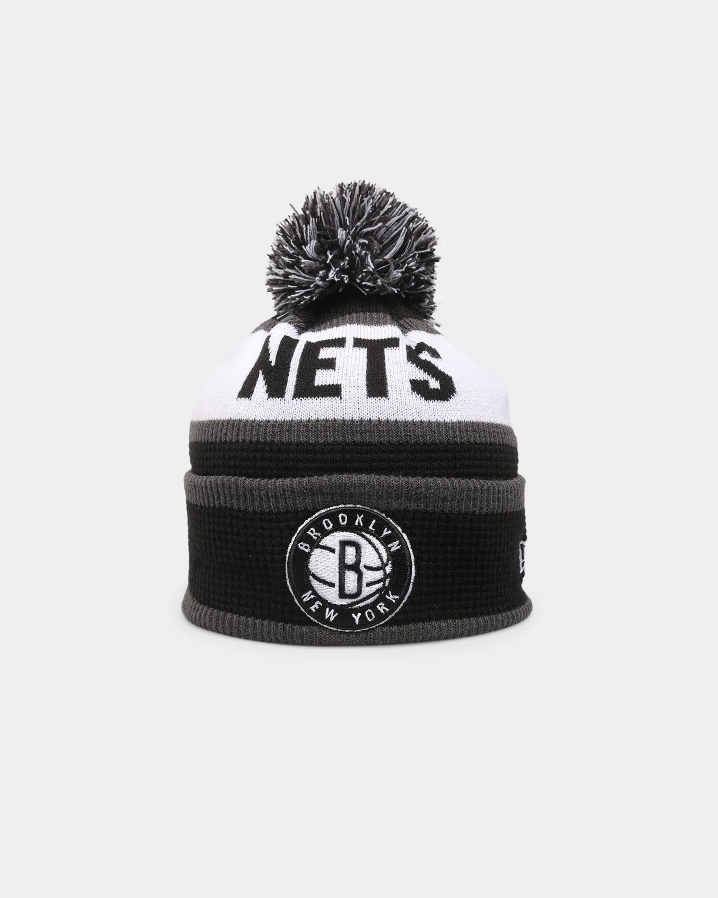 New Era Brooklyn Nets Pom Waffle Knit Beanie Original Team Colours