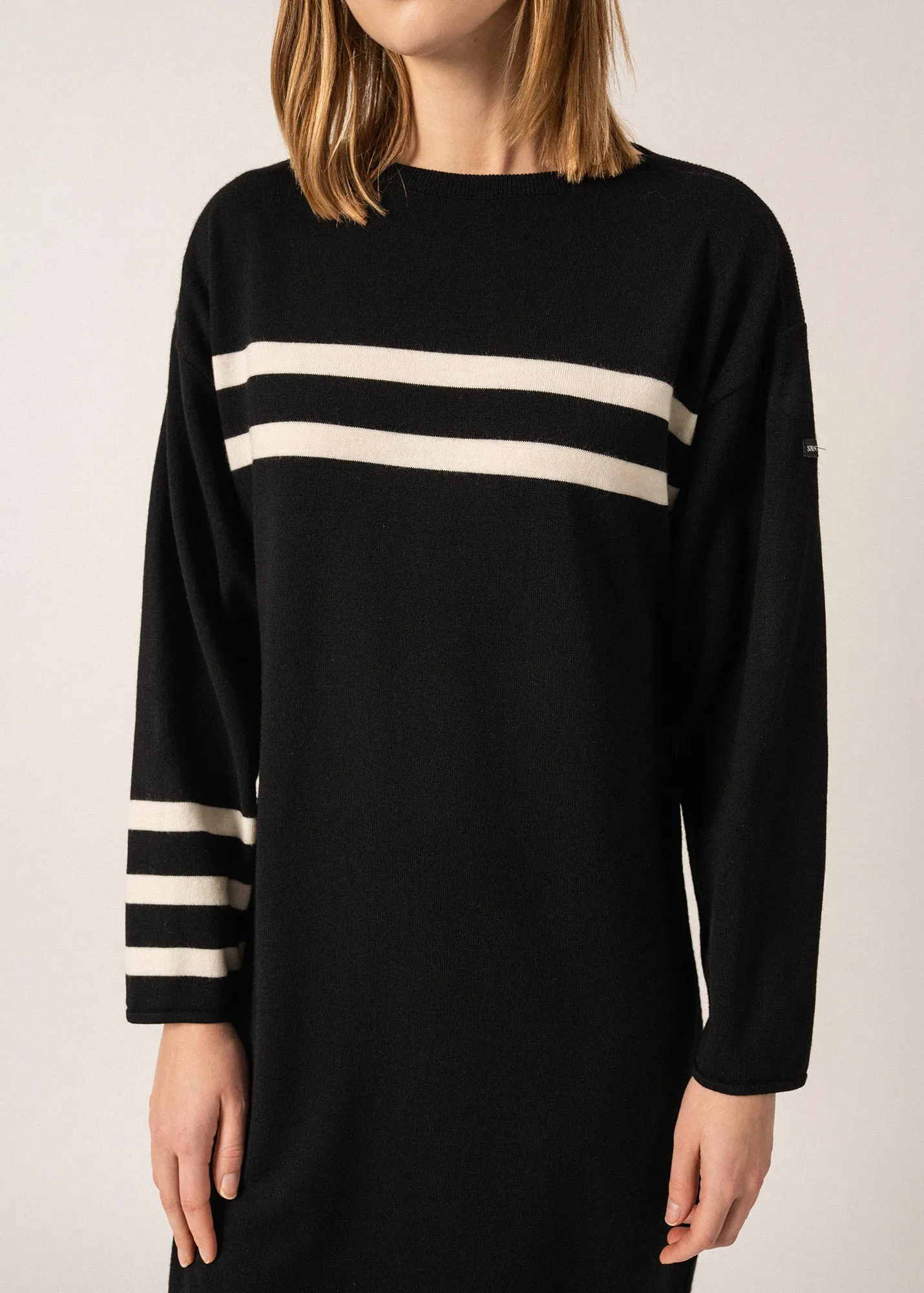 Nuage Striped Wool Dress - SAINT JAMES x Isabelle Ballu (NOIR/ECUME)