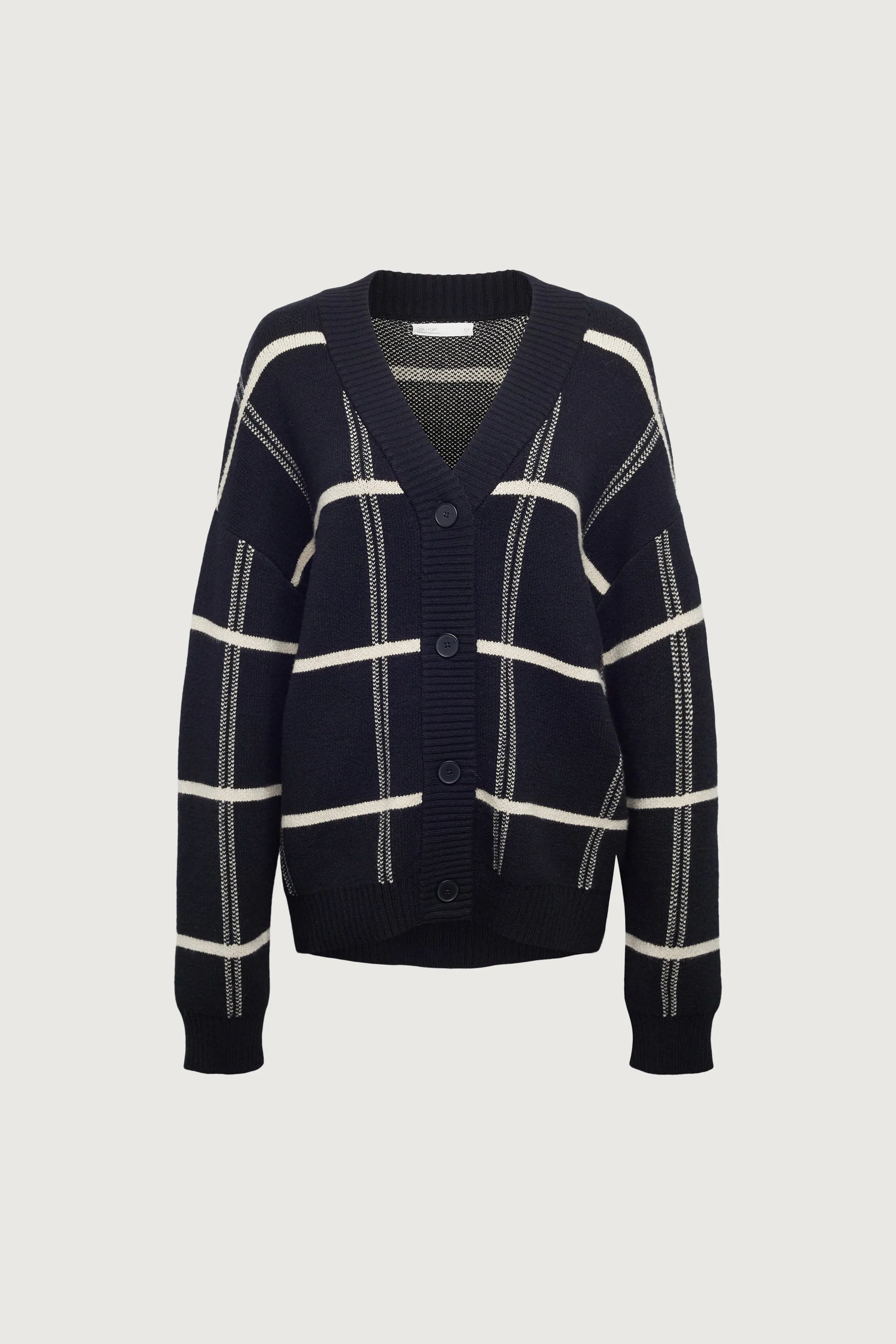 OVERSIZED GRID BUTTON FRONT CARDIGAN