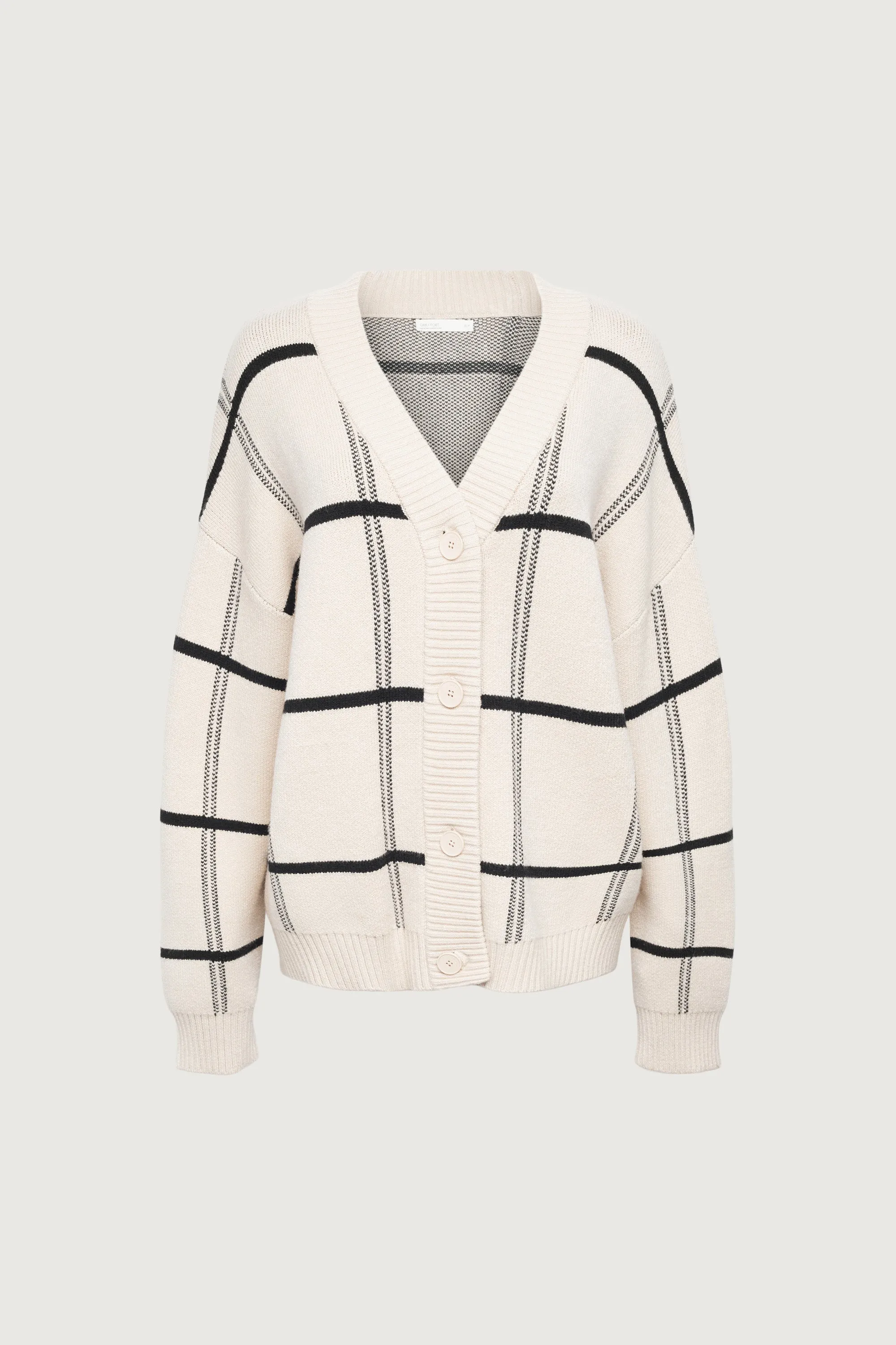 OVERSIZED GRID BUTTON FRONT CARDIGAN