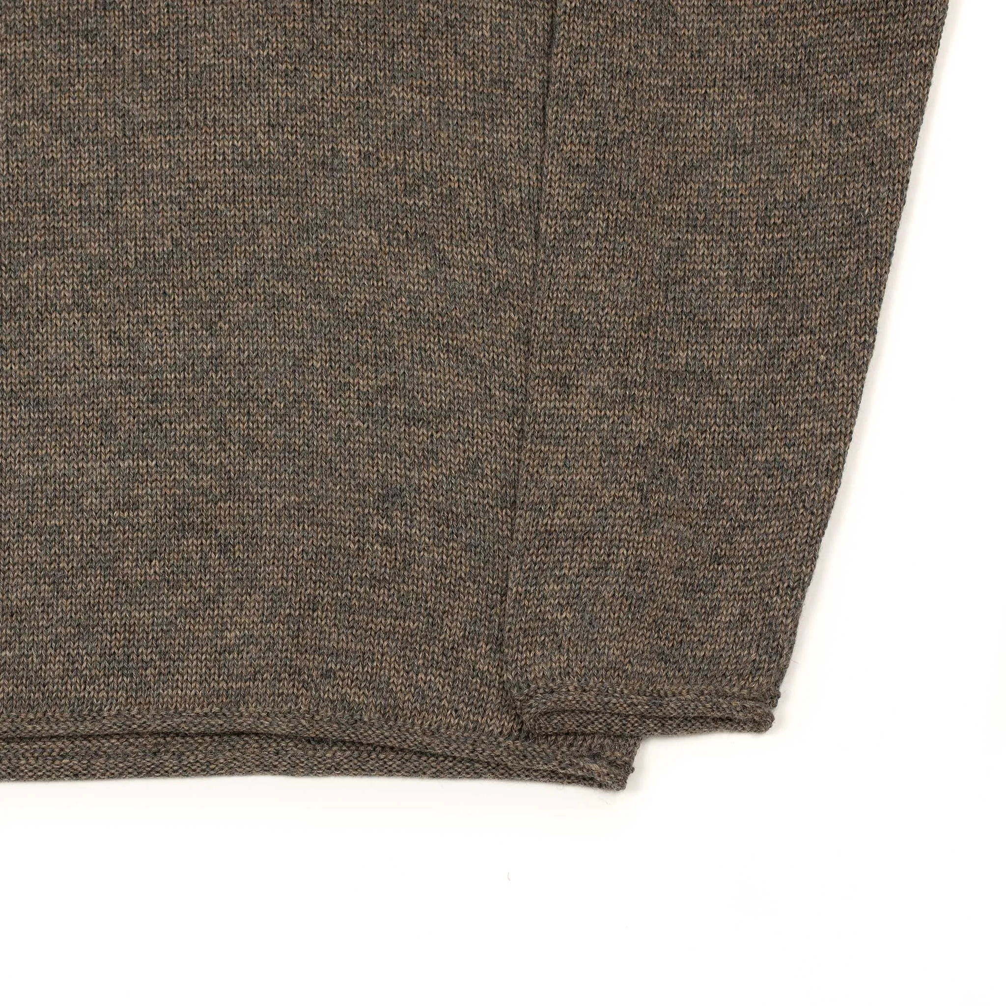 Rolled edge tunic sweater in Bulrush brown alpaca silk mix