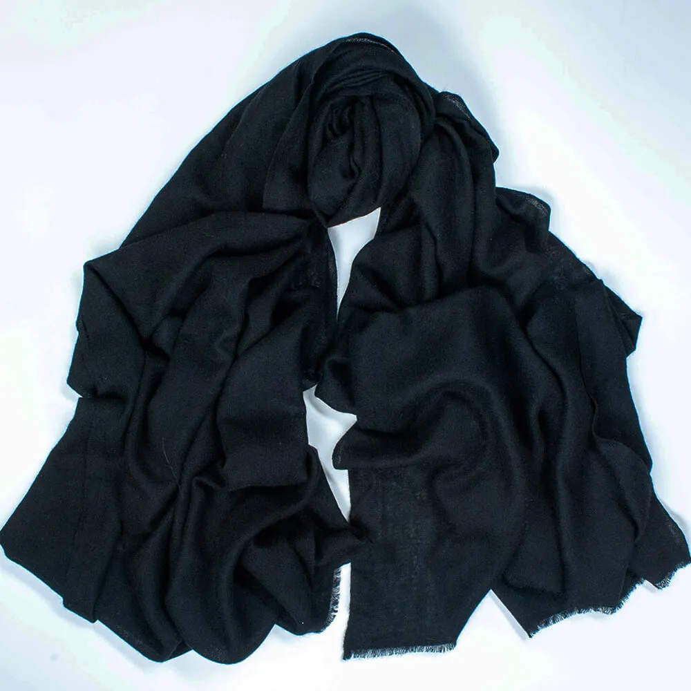 Sable Black Gossamer Cashmere Shawl