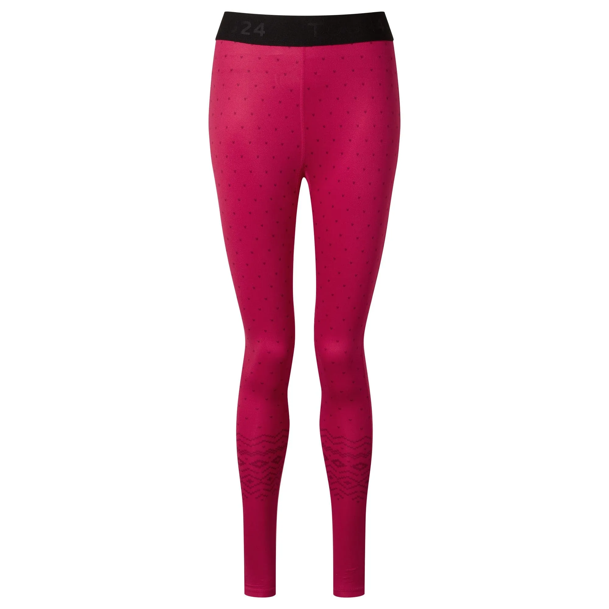 Snowdon Womens Thermal Base Layer Legging - Cerise Fairisle