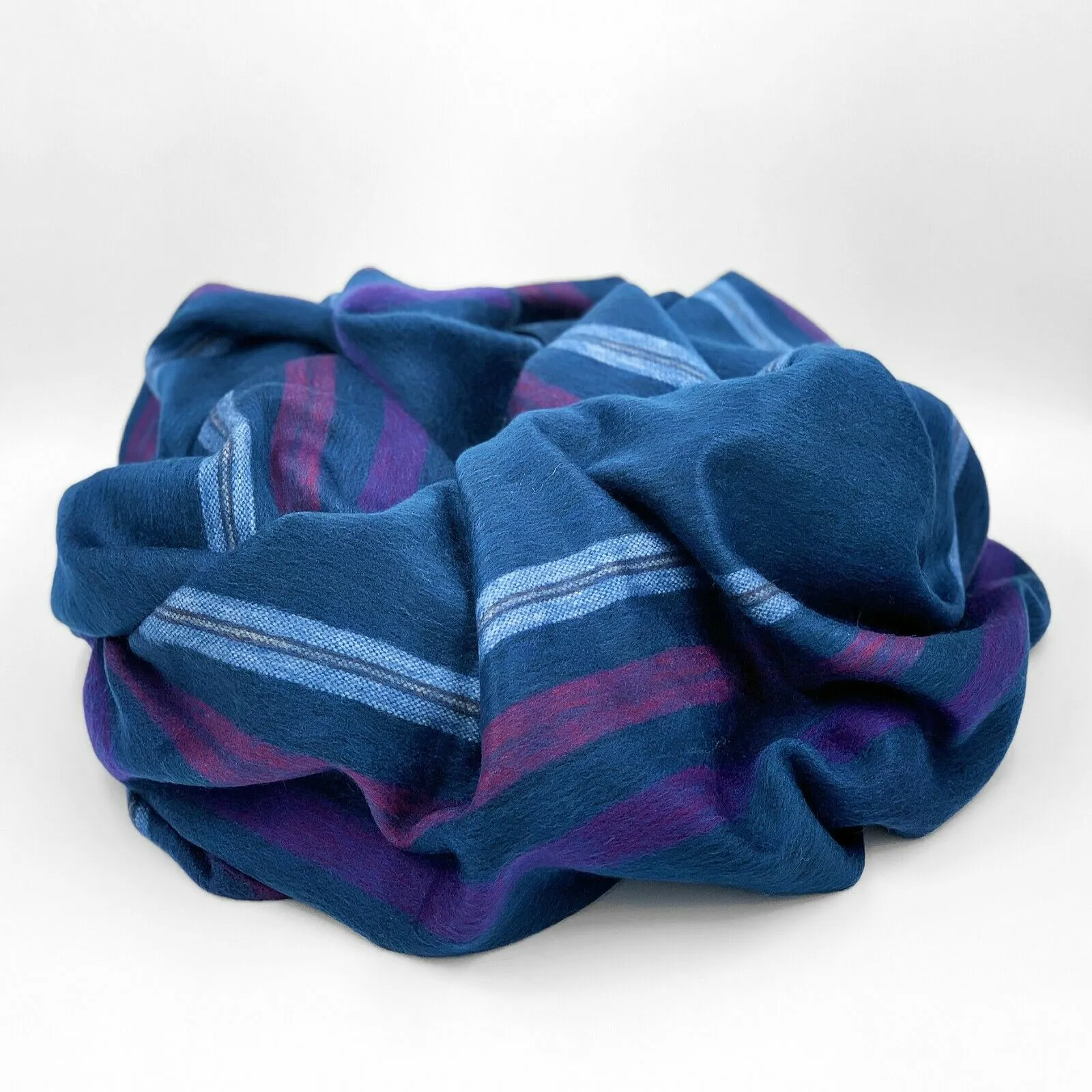 Tamboloma - Alpaca Wool Throw Blanket / Sofa Cover - Queen 90" x 67" - multi colored stripes pattern deep blue purple