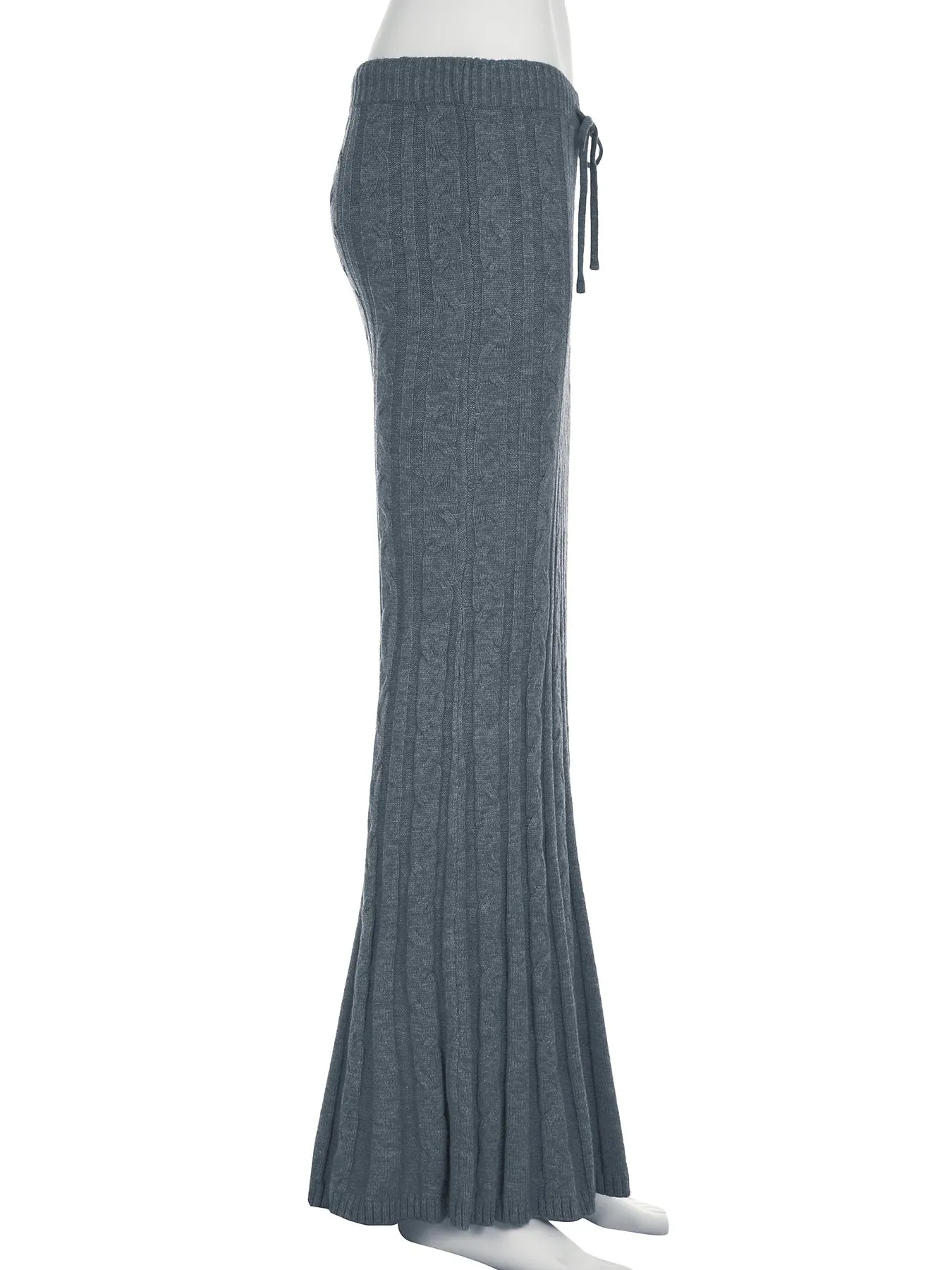 TAVIMART  -  Casual Slim Twists Knitted Trumpet Skirt Basic Solid Mid-Waisted Maxi Skirts Women Autumn Winter Elegant Fashion