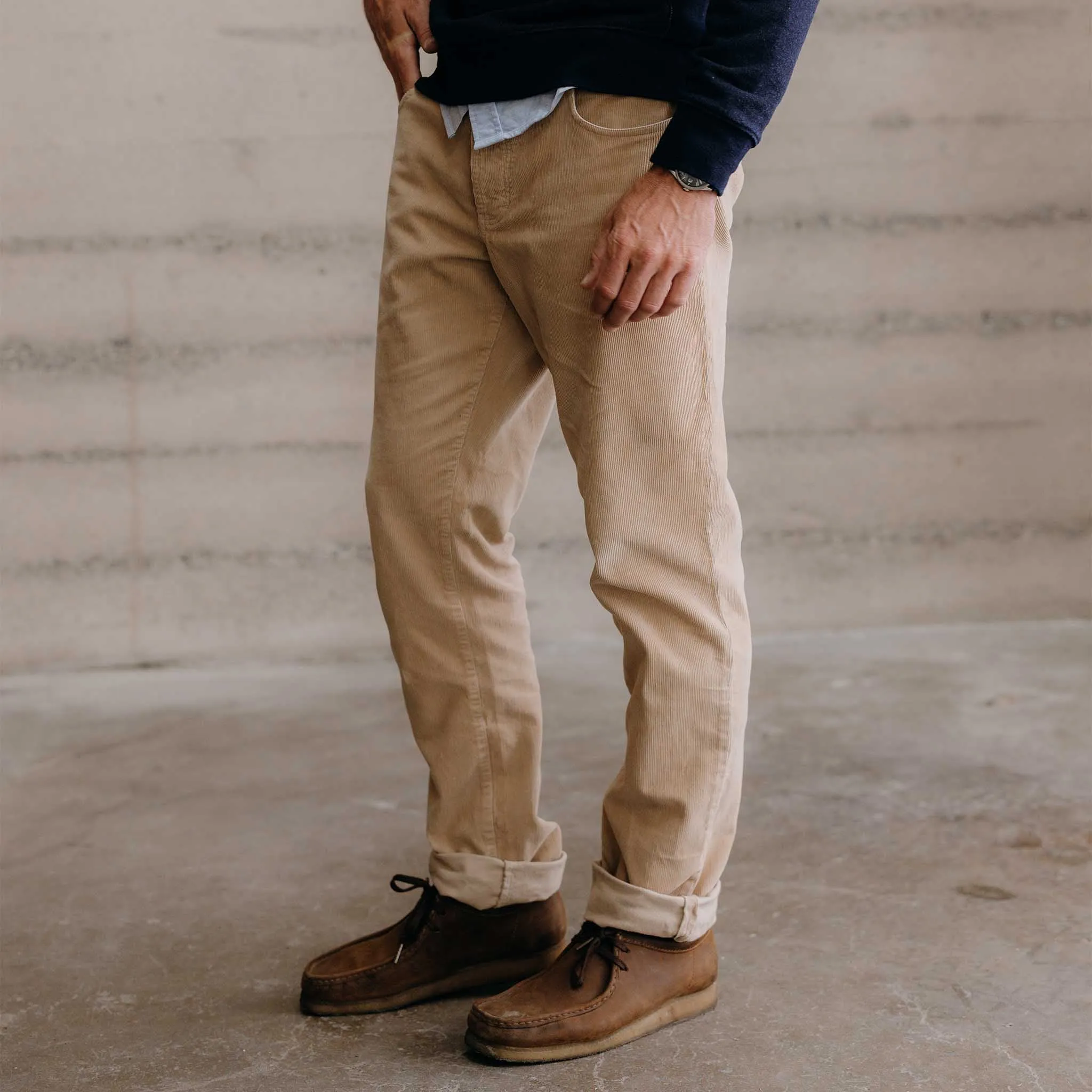 The Democratic 5-Pocket Pant in Washed Khaki Corduroy