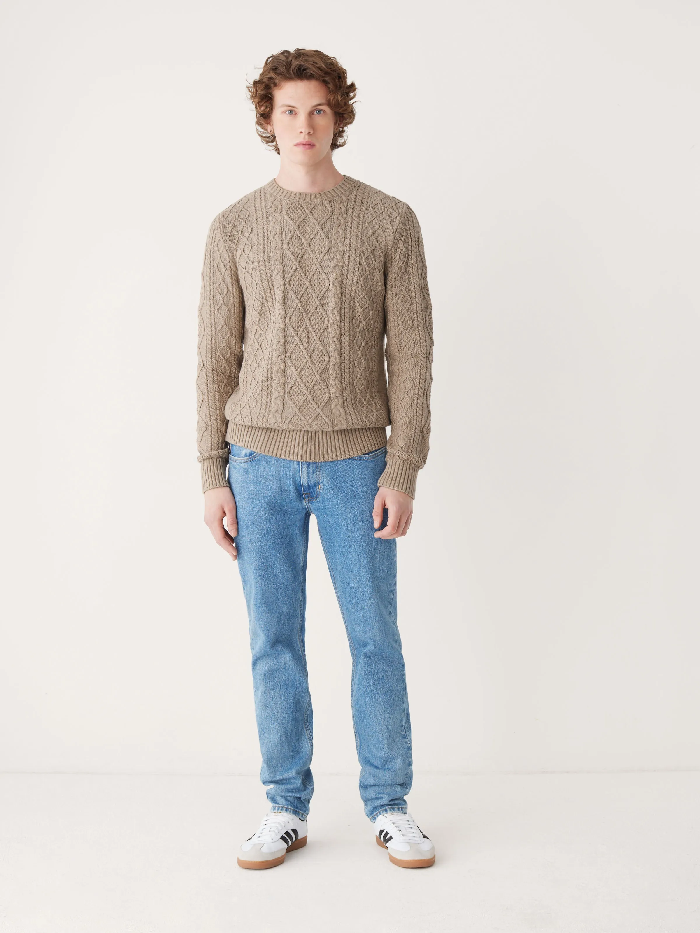 The Organic Cotton Cable Sweater in Sand