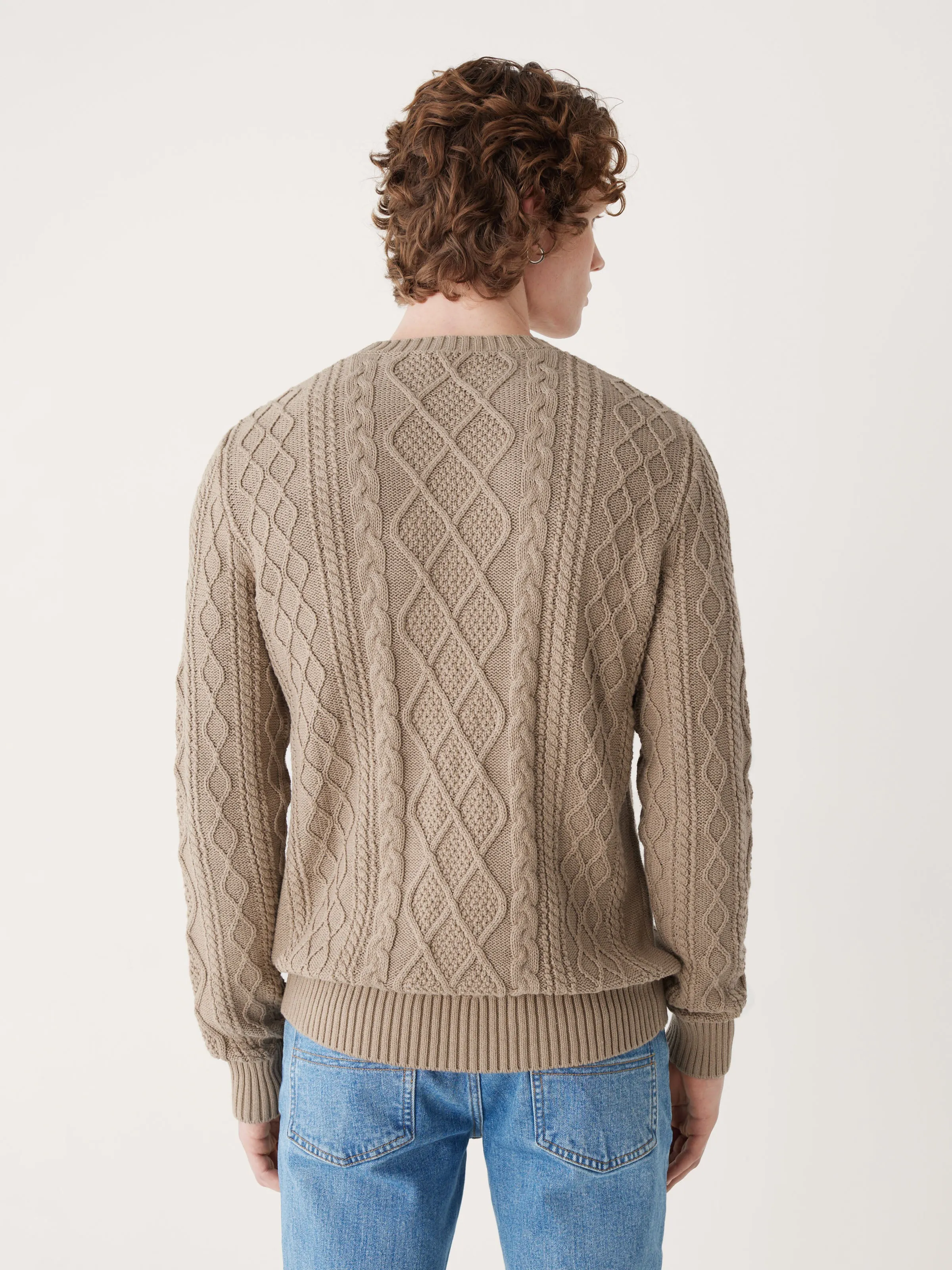 The Organic Cotton Cable Sweater in Sand