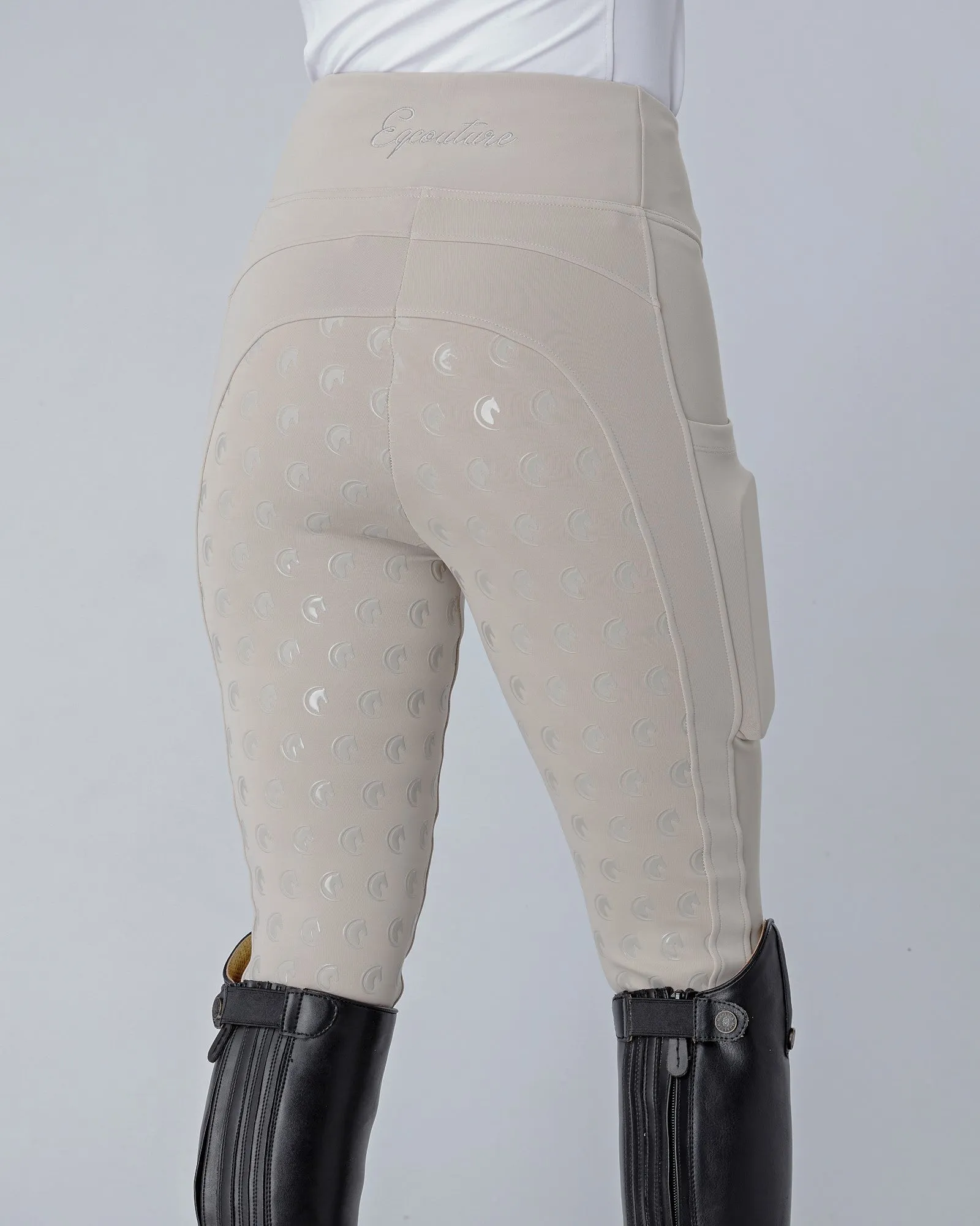 WINTER Thermal Competition Beige Riding Leggings / Tights with Phone Pockets - HUNTER BEIGE