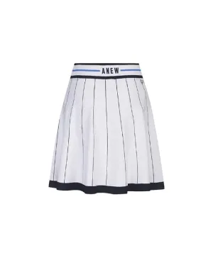 Women’s Preppy Style Knitted Flared Golf Skirt - White