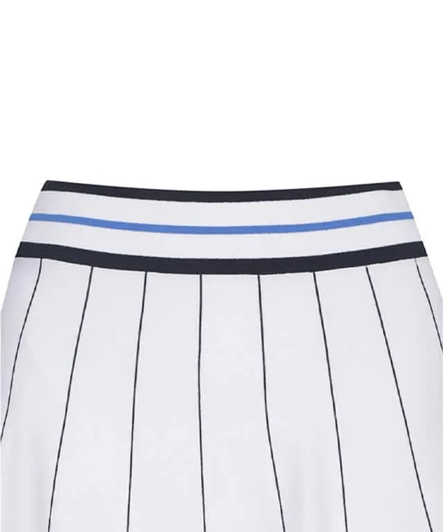 Women’s Preppy Style Knitted Flared Golf Skirt - White